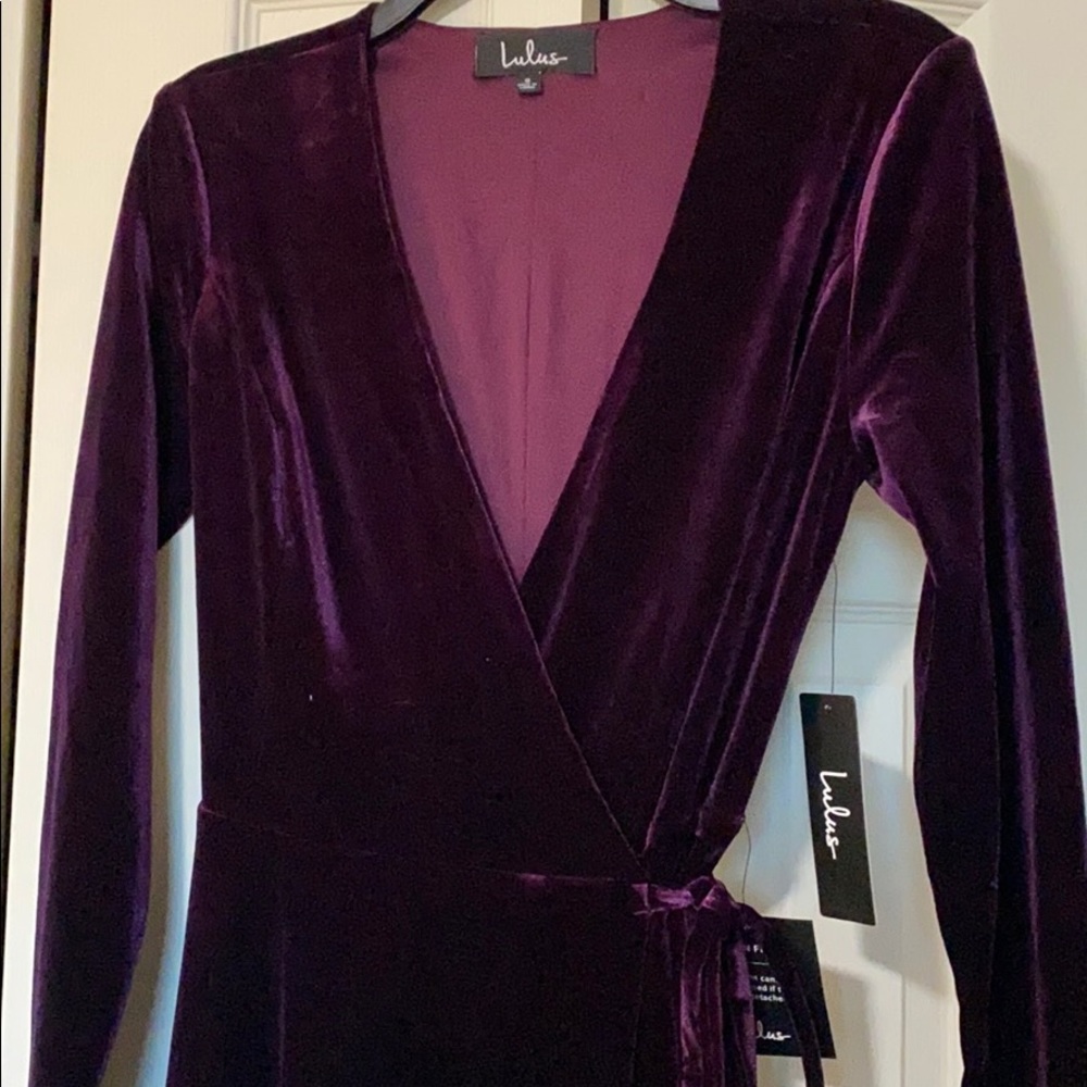 Lulus Plum purple Velvet wrap dress size small
